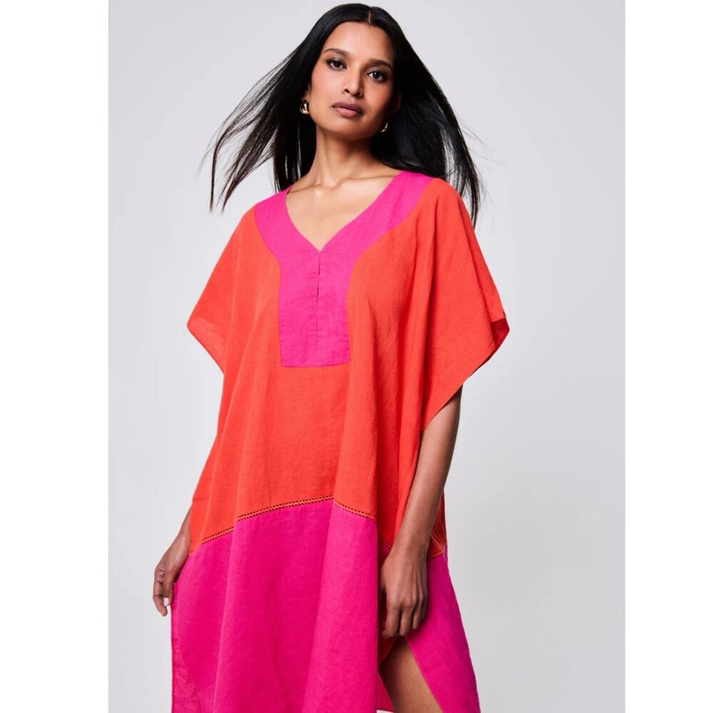 Anthro Echo Siesta Caftan Dress Size M/L Red Clay Resort wear Chic Lagenlook